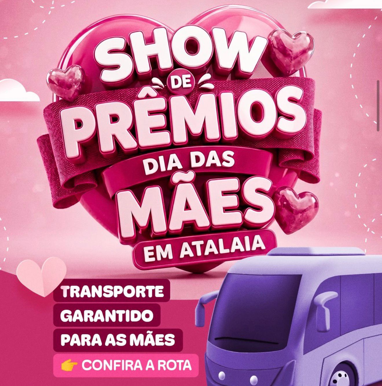 Prefeitura disponibiliza ônibus gratuito para o Show de Prêmios do Dia das Mães; confira as rotas